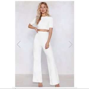 White pants matching set